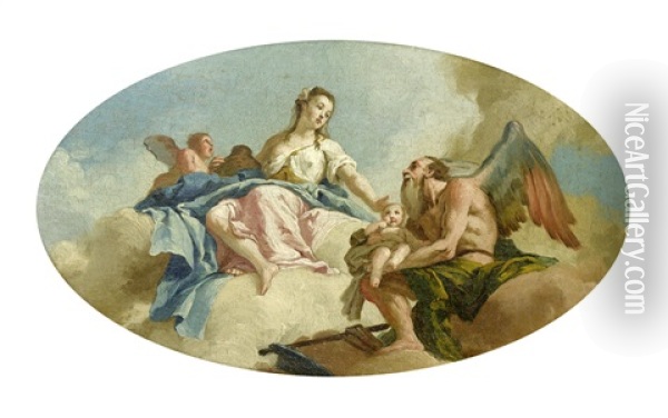 An Allegory With Venus And Time Oil Painting - Costantino Cedini