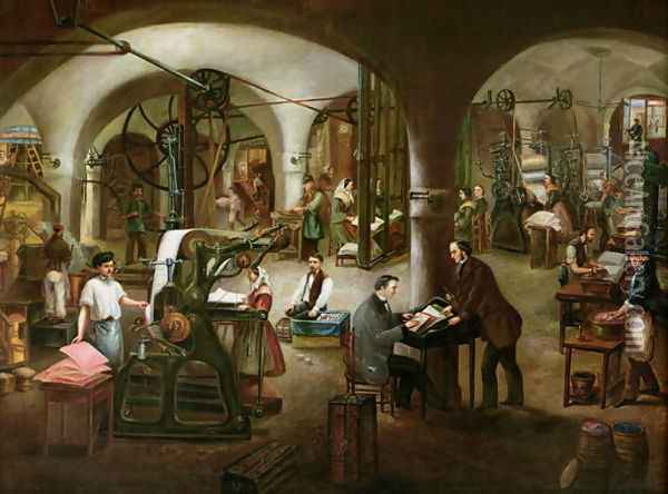 Factory in the Rue d'Aubagne, 1861 Oil Painting - V. Cornis