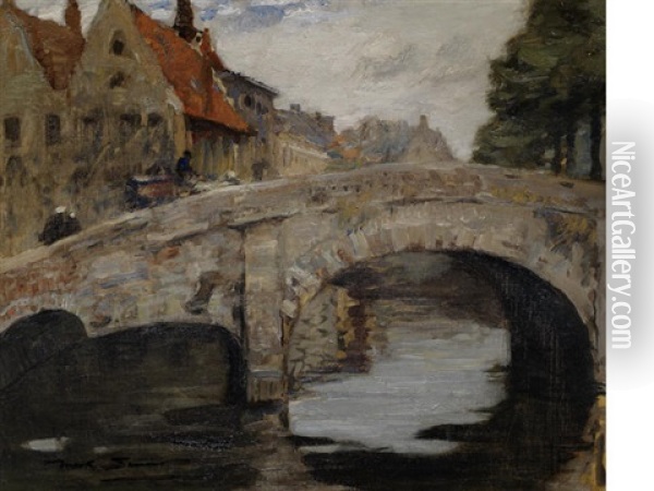An Old Bridge, Bruges Oil Painting - Mark Senior