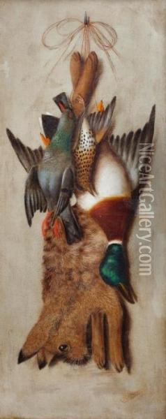 Naturaleza Muerta Con Patos Y Conejos Oil Painting - Michaelangelo Meucci