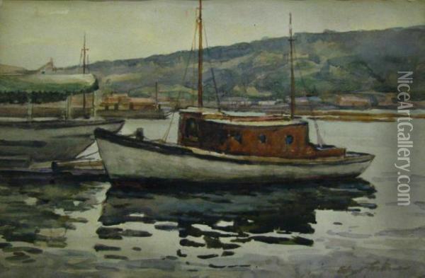 Harbor Scene Oil Painting - Edgar Forkner