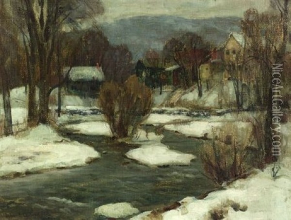 Winter River Oil Painting - John Fabian Carlson