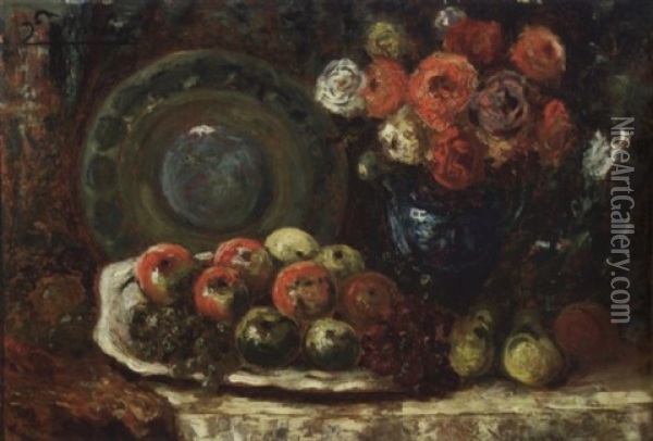 Nature Morte Aux Fleurs Et Fruits Oil Painting - Jacques Martin