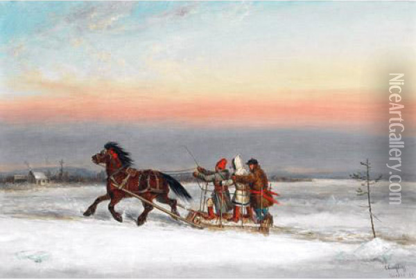 Winter Traverse Oil Painting - Cornelius Krieghoff