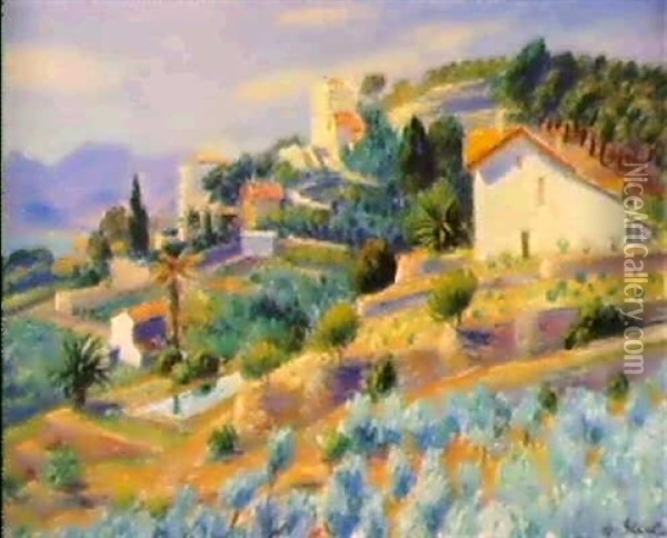 A Riviera Hillside Oil Painting - William Glackens