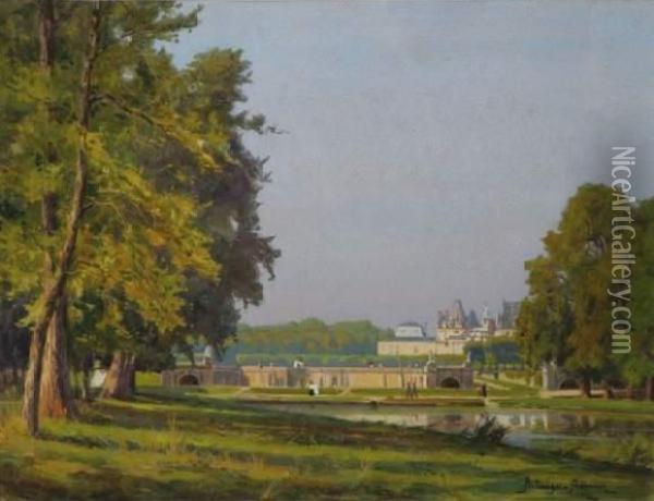 Vue De Fontainebleau Oil Painting - Paul Bellanger-Adhemar