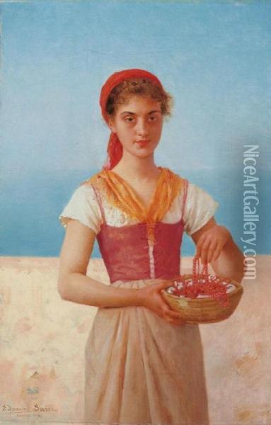 Junges Madchen Mit Korallenschmuck Oil Painting - Edouard Alexandre Sain