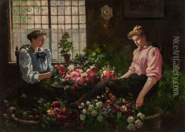 Arranging The Flowers Oil Painting - Abbott Fuller Graves
