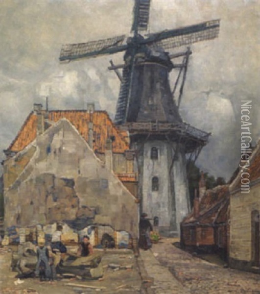 Motiv Aus Emden Oil Painting - Adolf Fischer-Gurig