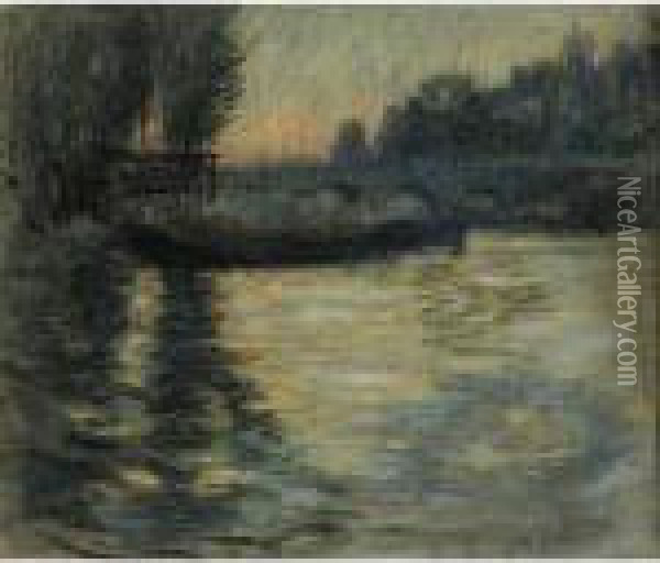 Pont De Paris Bridge Of Paris Oil Painting - Ernest Bieler