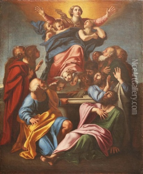 The Assumption Of The Virgin Oil Painting - Domenico Zampieri (Il Domenichino)