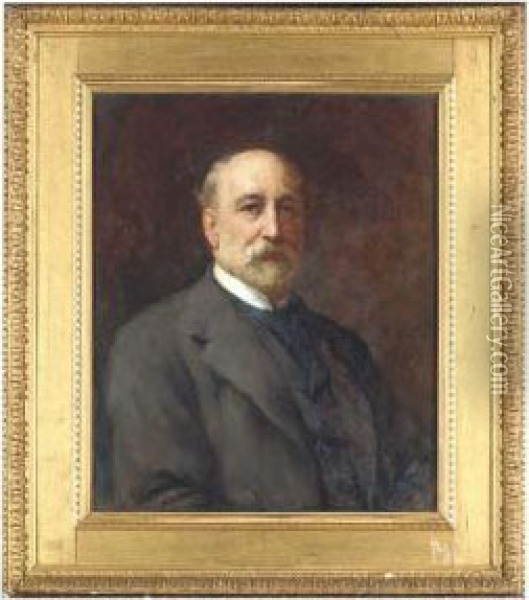 Portrait Of A Gentleman, Half-length Oil Painting - Walter William Ouless