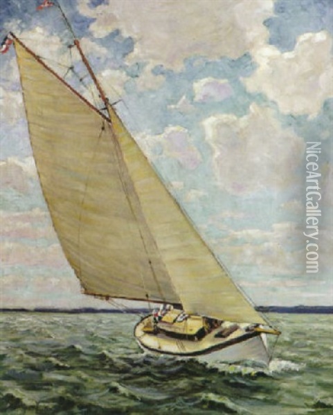 Segelschiff Bei Starker Brise Oil Painting - Georg Hesse