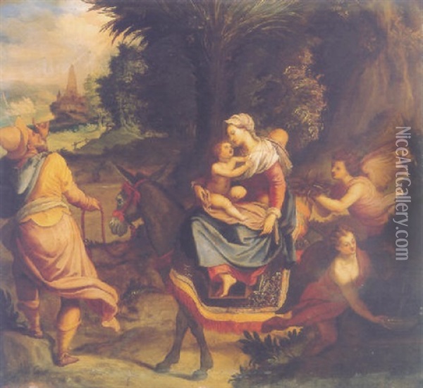 The Flight Into Egypt Oil Painting - Alessandro di Cristofano Allori