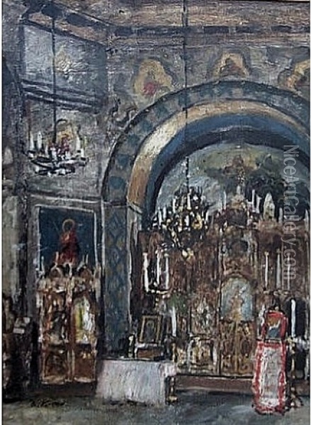 Kuhe An Der Tranke In Sommer- Lichen Isarauen Oil Painting - Boris Mikhailovich Kustodiev