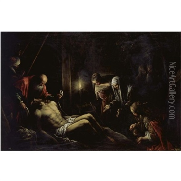 The Lamentation Over The Dead Christ Oil Painting - Francesco Bassano the Younger