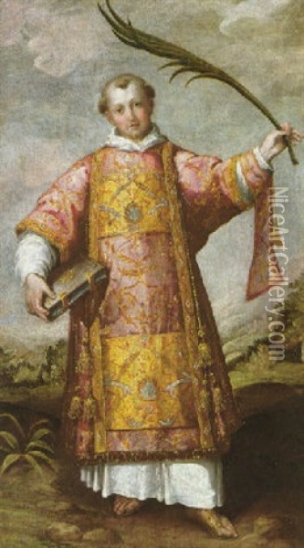 Saint Lawrence Oil Painting - Giovanni Cariani