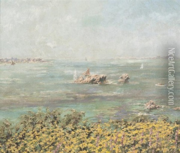 Bord De Mer Aux Ajoncs En Bretagne Oil Painting - Ferdinand Joseph Gueldry