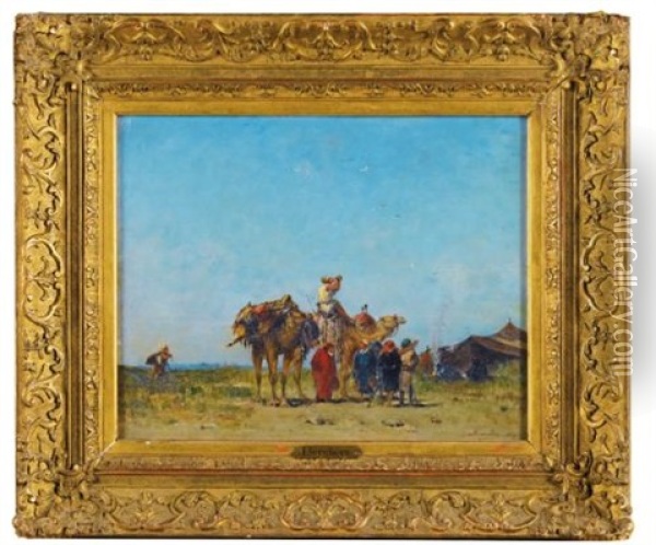 Campement De Chameliers Oil Painting - Narcisse Berchere