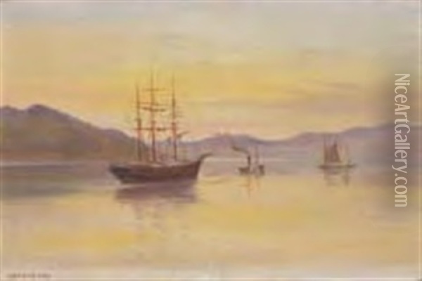 Tug Towing Sailing Ship Oil Painting - John Gibb
