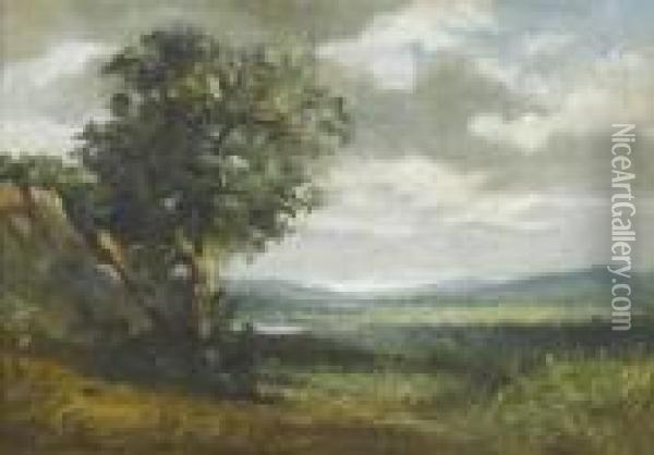 A Landscape With A Lake Oil Painting - Otto Frolicher