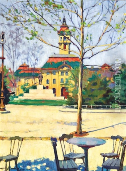 Terrace On The Main Square Oil Painting - Oedon (Edmund) Heller