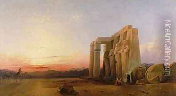 The Ramesseum at Thebes Sunset 1840 Oil Painting - William James Muller