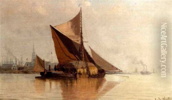 The Hay Barge Oil Painting - Edoardo de Martino