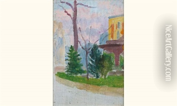 Arbre Et Maisons (etude Chromatique) Oil Painting - Louis Hayet