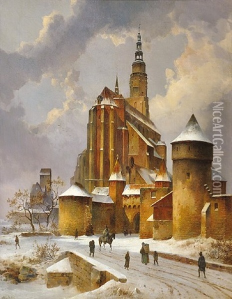 Chram S Mestskym Opevnenim Oil Painting - Karl Wurbs