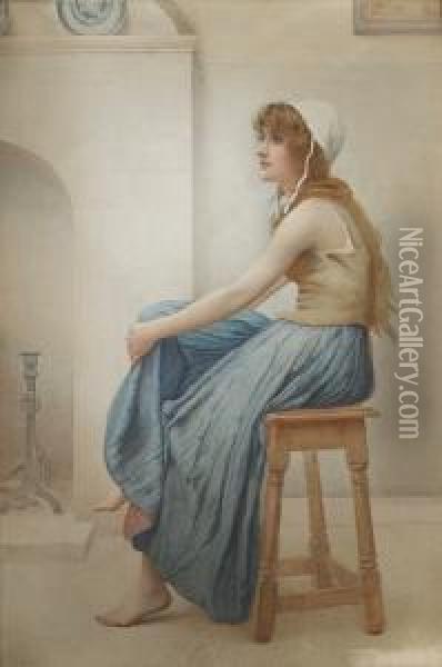 Fireside Reverie Oil Painting - Henry Ryland