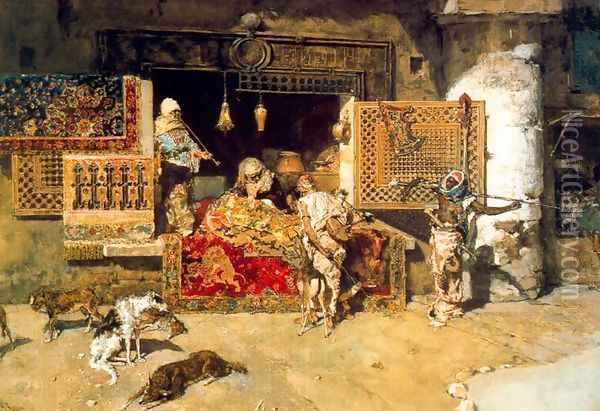 The carpet seller Oil Painting - Mariano Jose Maria Bernardo Fortuny y Carbo