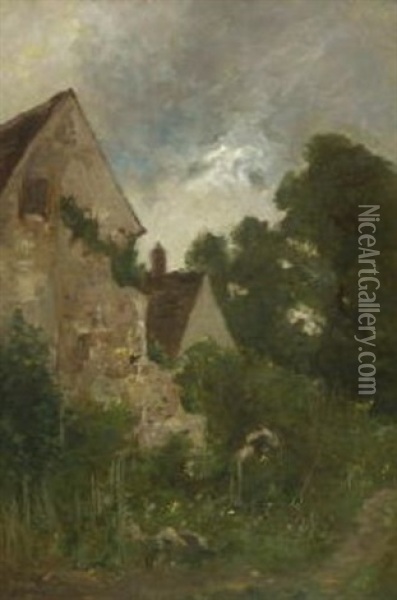 Wiesenweg Bei Einem Ruinosen Bauernhaus Oil Painting - Leon Germain Pelouse