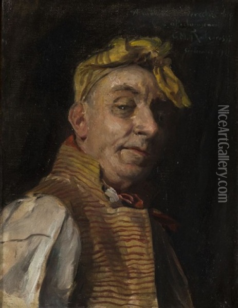 Autoportrait En Scapin Oil Painting - Georges Antoine Rochegrosse