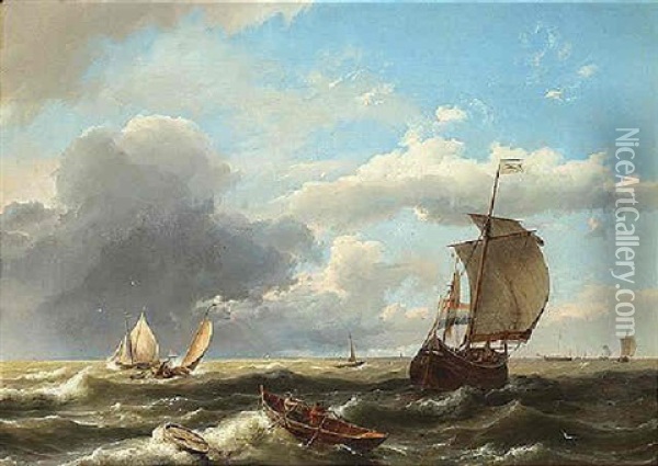 Negotiating The Breakers Oil Painting - Hermanus Koekkoek the Elder