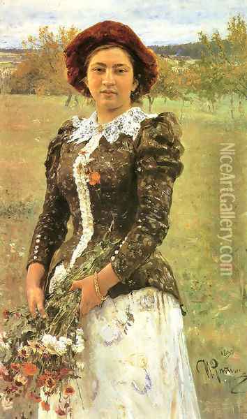 Autumn Bunch. Portrait of Vera Ilyinichna Repina, the Artist's Daughter Oil Painting - Ilya Efimovich Efimovich Repin