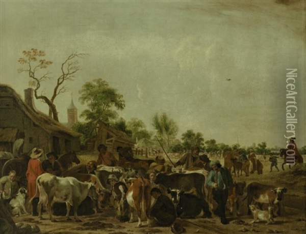 Der Viehmarkt Oil Painting - Govert Dircksz Camphuysen