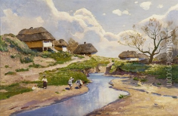 Ukrainian Village Oil Painting - Sergei Ivanovich Vasil'kovsky