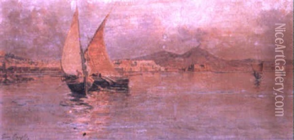 Fishing Boats On The Bay Of Naples Oil Painting - Giuseppe Carelli