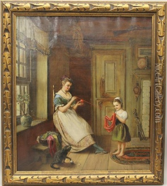 Interior Genre Scene Oil Painting - Percival de Luce