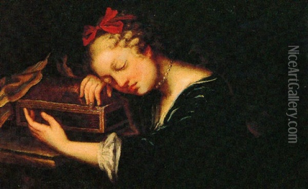 The Sleeping Seamstress Oil Painting - Violante Beatrice Siries