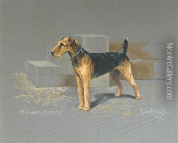 Champion Lakeland Terrier Cragsman Kingsway Oil Painting - Binks, R. Ward