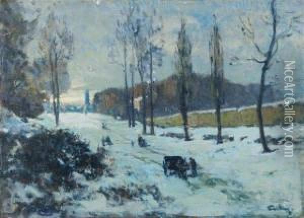 La Route De Louveciennes Oil Painting - Louis Fortuney