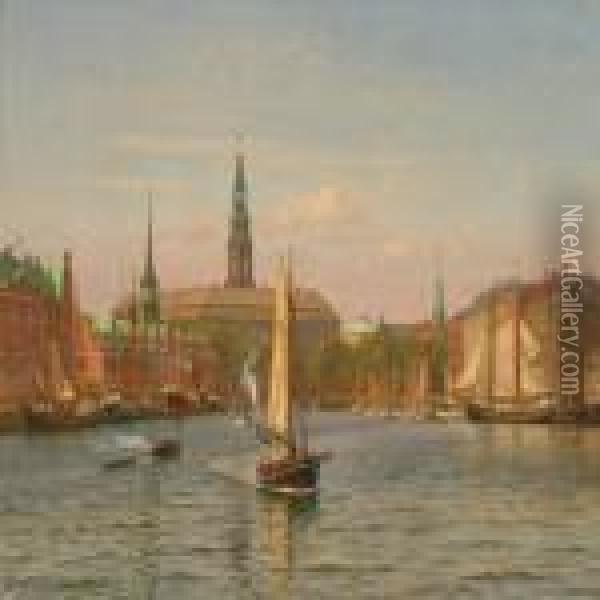 View From Copenhagen Harbour Oil Painting - Vilhelm Karl Ferd. Arnesen