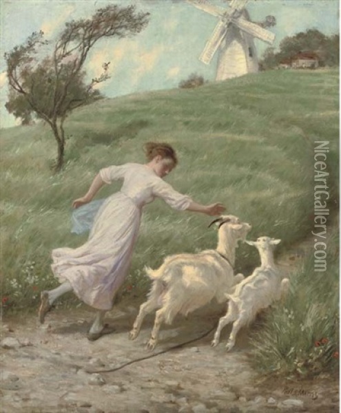 The Young Goat-herd Oil Painting - Philip Richard Morris