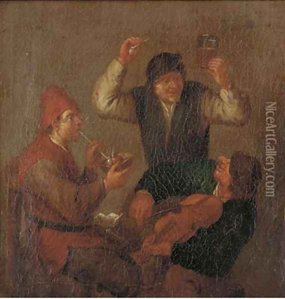 Peasants making merry in a tavern 2 Oil Painting - Adriaen Jansz. Van Ostade