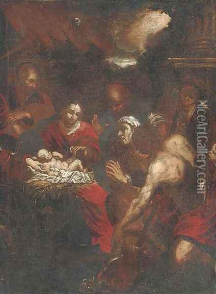 The Adoration of the Shepherds 3 Oil Painting - Jacopo Bassano (Jacopo da Ponte)