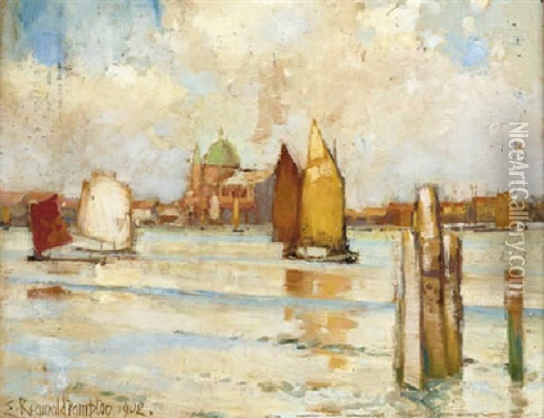 Across The Lagoon, Venice Oil Painting - Edward Reginald Frampton