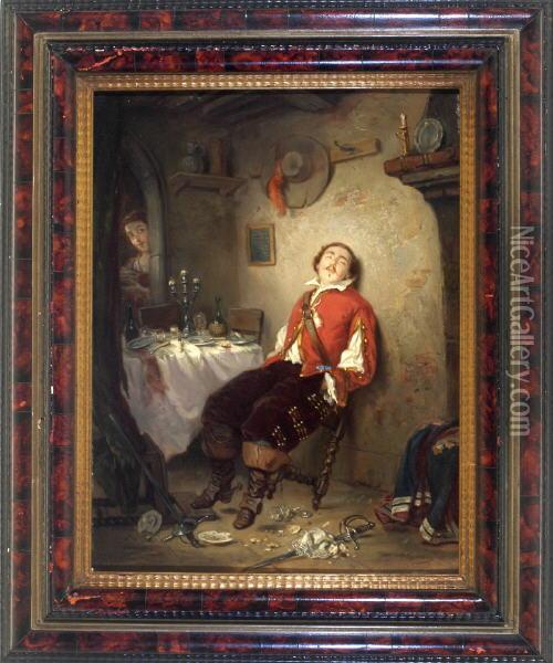 Der Eingeschlafene Kavalier Oil Painting - Herman Maurice Cossmann