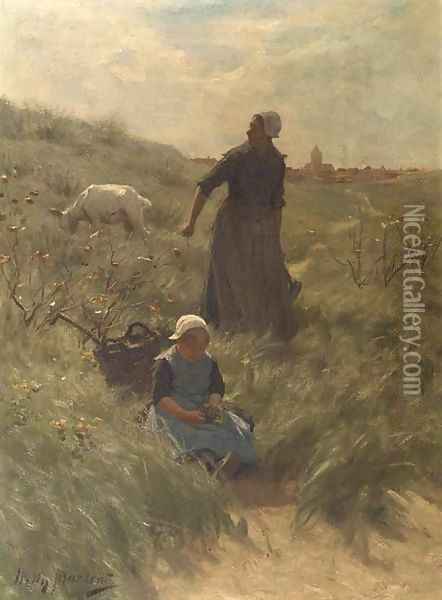 A sunny day in the dunes Oil Painting - Willy Martens